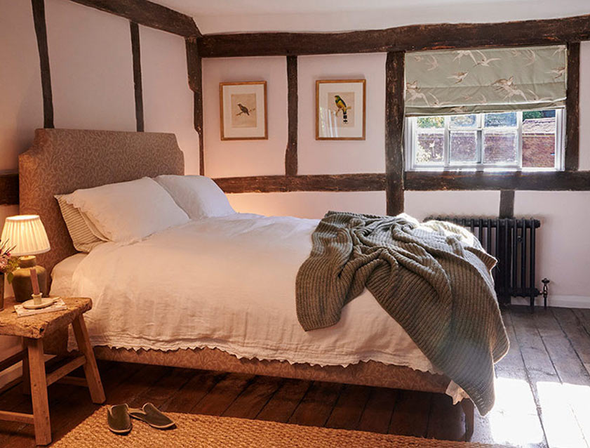 Shoreditch king bed in Spill Resistant V&A Oak Tree Natural